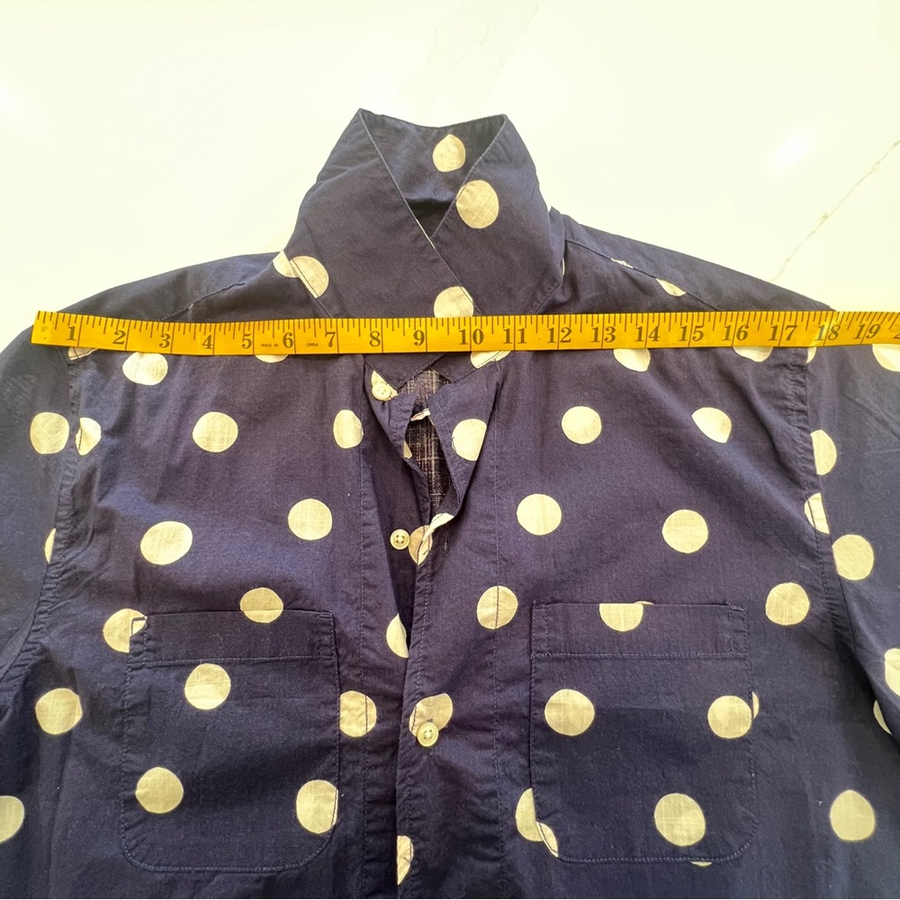 J.CREW Mens Short-sleeve Slub cotton camp collar shirt in Blue Polka Dot, Medium - Picture 10 of 12